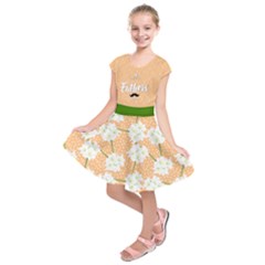 Peach & White Lily Floral Kids  Short Sleeve Dress by PattyVilleDesigns