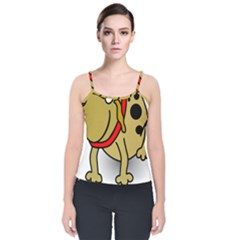 Dog Brown Spots Black Cartoon Velvet Spaghetti Strap Top