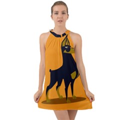 Illustration Silhouette Art Mammals Halter Tie Back Chiffon Dress