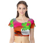 Dinosaur Dino Baby Dino Lizard Short Sleeve Crop Top