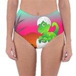 Dinosaur Dino Baby Dino Lizard Reversible High-Waist Bikini Bottoms