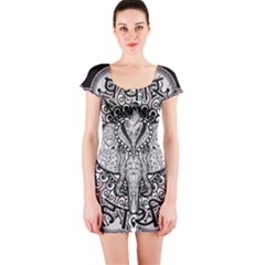 Ornate Hindu Elephant  Short Sleeve Bodycon Dress by Valentinaart