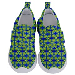 Blue Yellow Green Swirl Pattern Velcro Strap Shoes by BrightVibesDesign