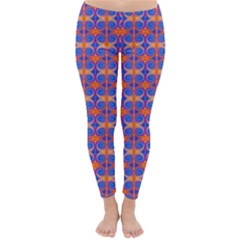 Blue Orange Yellow Swirl Pattern Classic Winter Leggings by BrightVibesDesign