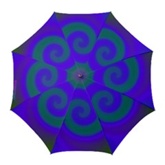 Swirl Green Blue Abstract Golf Umbrellas by BrightVibesDesign