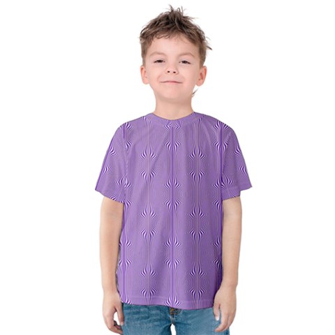 Mod Twist Stripes Purple And White Kids  Cotton Tee by BrightVibesDesign