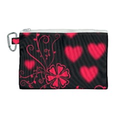 Background Hearts Ornament Romantic Canvas Cosmetic Bag (large)