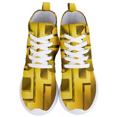 Yellow Gold Figures Rectangles Squares Mirror Women s Lightweight High Top Sneakers by Sapixe