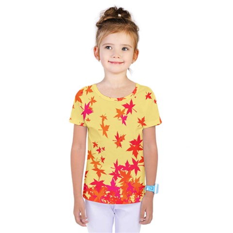 Leaves Autumn Maple Drop Listopad Kids  One Piece Tee by Sapixe