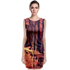 Forest Autumn Trees Trail Road Classic Sleeveless Midi Dress by Sapixe