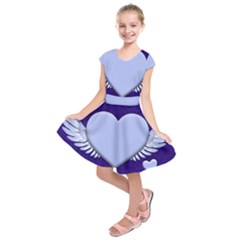 Background Texture Heart Wings Kids  Short Sleeve Dress by Sapixe