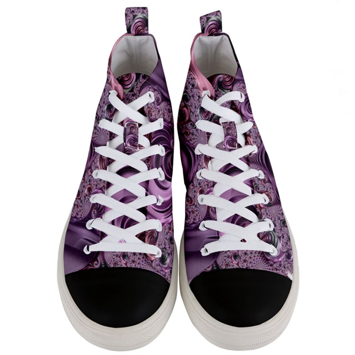 Purple Abstract Art Fractal Men s Mid-Top Canvas Sneakers