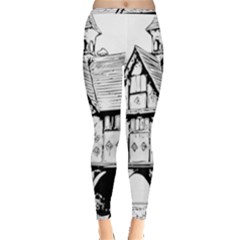 Line Art Architecture Vintage Old Inside Out Leggings by Sapixe