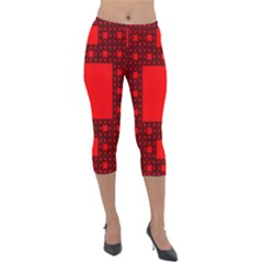 Sierpinski Carpet Plane Fractal Lightweight Velour Capri Leggings  by Sapixe