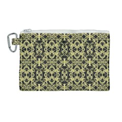 Golden Ornate Intricate Pattern Canvas Cosmetic Bag (large)