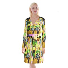 Lilac On A Counter Top 1 Long Sleeve Velvet Front Wrap Dress by bestdesignintheworld