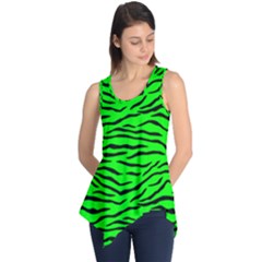 Bright Neon Green And Black Tiger Stripes  Sleeveless Tunic by PodArtist