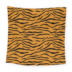 Orange And Black Tiger Stripes Square Tapestry (large) by PodArtist