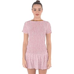 Elios Shirt Faces In White Outlines On Pale Pink Cmbyn Drop Hem Mini Chiffon Dress by PodArtist