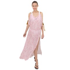 Elios Shirt Faces In White Outlines On Pale Pink Cmbyn Maxi Chiffon Cover Up Dress by PodArtist