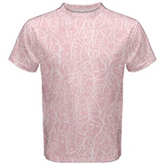 Elios Shirt Faces In White Outlines On Pale Pink Cmbyn Men s Cotton Tee by PodArtist