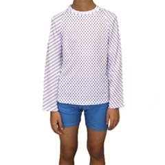 Usa Flag Red And Flag Blue Stars Kids  Long Sleeve Swimwear by PodArtist