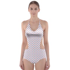 Usa Flag Red And Flag Blue Stars Cut-out One Piece Swimsuit by PodArtist