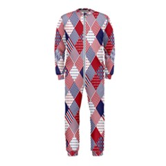 Usa Americana Diagonal Red White & Blue Quilt Onepiece Jumpsuit (kids) by PodArtist