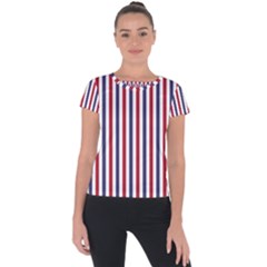 Usa Flag Red White And Flag Blue Wide Stripes Short Sleeve Sports Top  by PodArtist