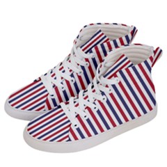 Usa Flag Red White And Flag Blue Wide Stripes Women s Hi-top Skate Sneakers by PodArtist