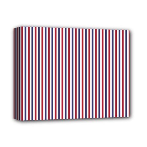 Usa Flag Red And Flag Blue Narrow Thin Stripes  Deluxe Canvas 14  X 11  by PodArtist