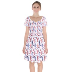 Red White And Blue Usa/uk/france Colored Party Streamers Short Sleeve Bardot Dress by PodArtist