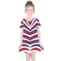 Us United States Red White And Blue American Zebra Strip Kids  Simple Cotton Dress by PodArtist