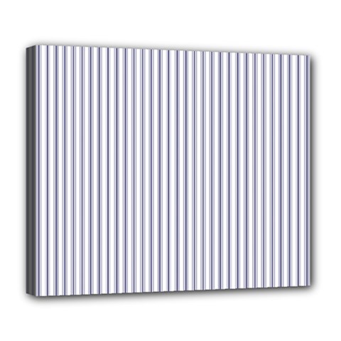 Mattress Ticking Narrow Striped Pattern In Usa Flag Blue And White Deluxe Canvas 24  X 20   by PodArtist
