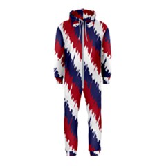 Ny Usa Candy Cane Skyline In Red White & Blue Hooded Jumpsuit (kids) by PodArtist