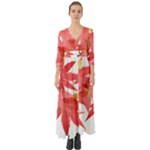 Leaves Maple Branch Autumn Fall Button Up Boho Maxi Dress