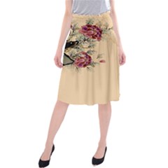 Flower Traditional Chinese Painting Midi Beach Skirt by Sapixe