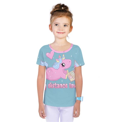 Long Distance Lover - Cute Unicorn Kids  One Piece Tee by Valentinaart