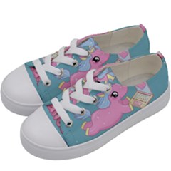 Long Distance Lover - Cute Unicorn Kids  Low Top Canvas Sneakers by Valentinaart