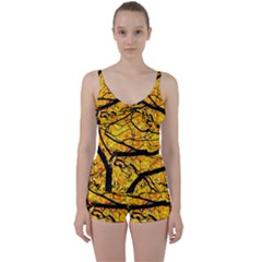 Golden Vein Tie Front Two Piece Tankini by FunnyCow