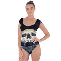 Smiling Skull Short Sleeve Leotard  by FunnyCow