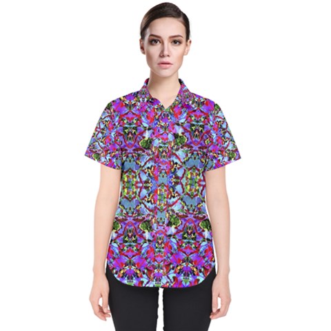 Multicolored Floral Collage Pattern 7200 Women s Short Sleeve Shirt by dflcprints