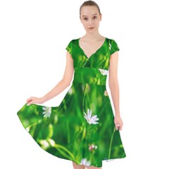 Inside The Grass Cap Sleeve Front Wrap Midi Dress by FunnyCow