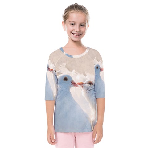 Doves In Love Kids  Quarter Sleeve Raglan Tee by FunnyCow