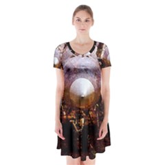 The Art Of Military Aircraft Short Sleeve V-neck Flare Dress by FunnyCow