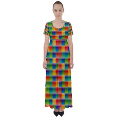Background Colorful Abstract High Waist Short Sleeve Maxi Dress by Nexatart