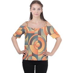 Background Abstract Orange Blue Cutout Shoulder Tee