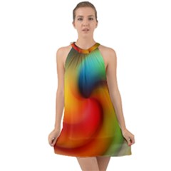 Abstract Spiral Art Creativity Halter Tie Back Chiffon Dress