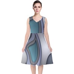 Abstract Background Abstraction V-neck Midi Sleeveless Dress 