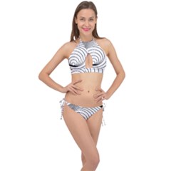 Spiral Eddy Route Symbol Bent Cross Front Halter Bikini Set